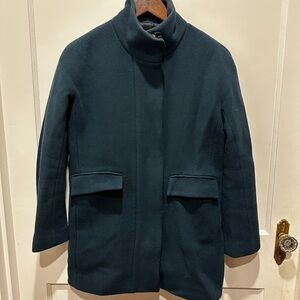 J.Crew Stadium Cloth Wool Coat by Nello Gori | Teal Green Zip Front